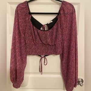 Lane 201 long sleeve floral cropped blouse